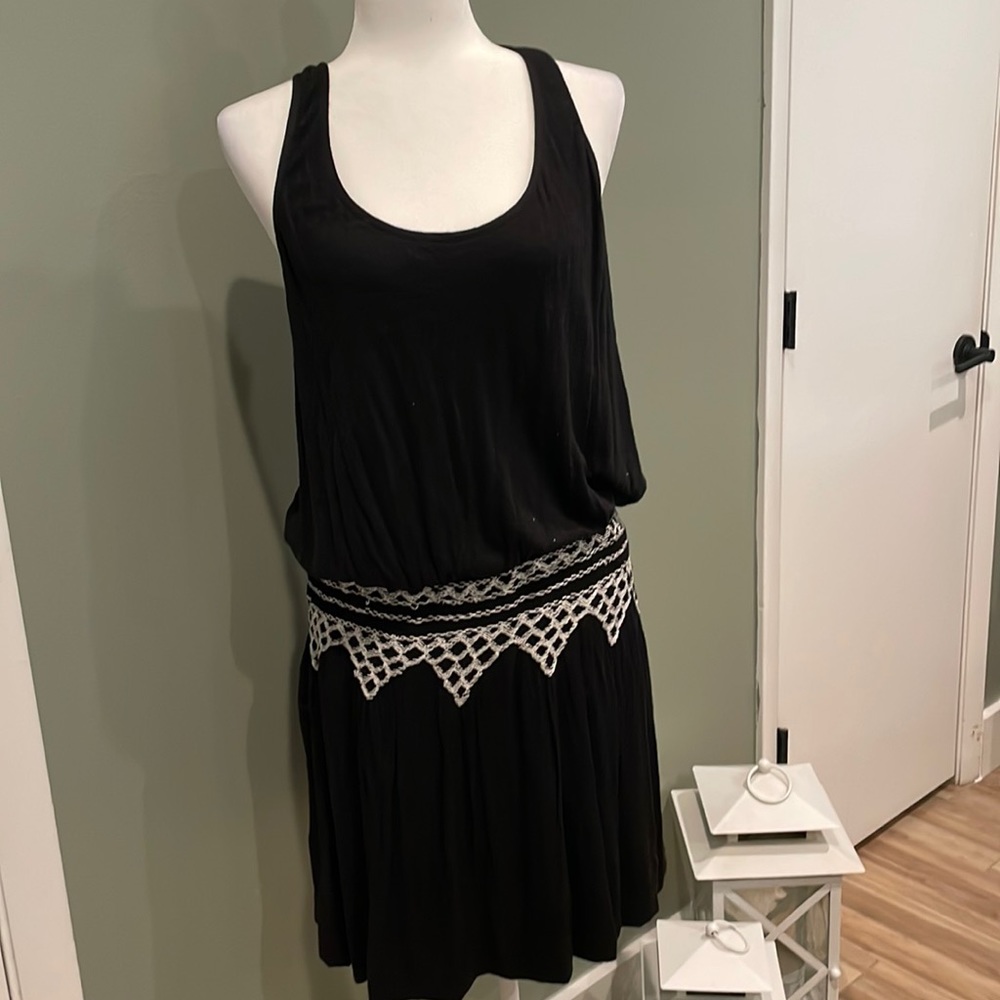 Lucky Brand racer back drop waist embroidered dress